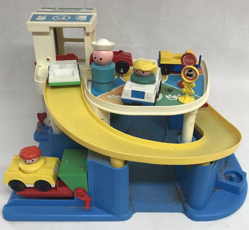 lot 9133 image: Vintage Fisher Price Parking Garage with Extras