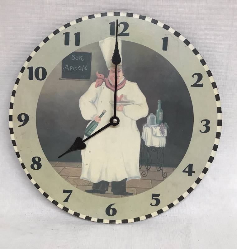 lot 9154 image: Bon Apetit Chef Kitchen Wall Clock
