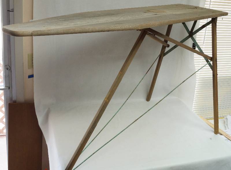 lot 2362 image: Vintage Wood Ironing Board with Metal Legs - Great condition for its age