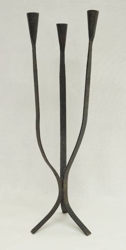 lot 2373 image: Black Metal Candelabra Candle Holder  Table Top Candle Stick - Holds 3 Candles
