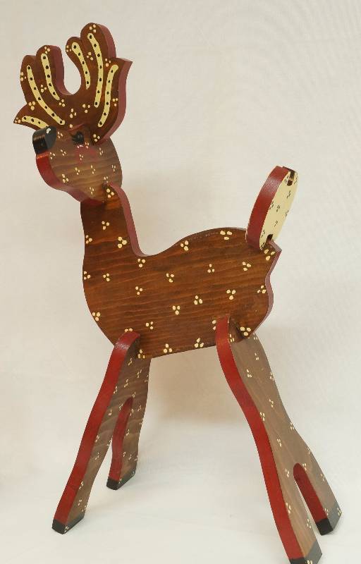 lot 2462 image: Decorative Wood Christmas Deer - Cute 24 tall when assembled