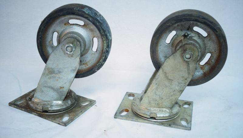lot 2109 image: Lot of 2 Metal Commercial Wheel Casters - NICE Brand Faultless H1400-6