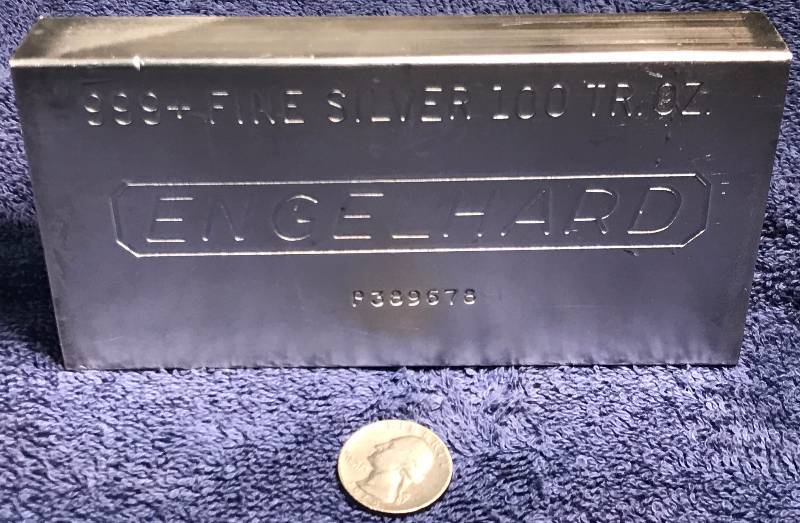 lot 9299 image: AMAZING - AMAZING - DID I SAY AMAZING 100. OUNCE ENGELHARD SILVER BAR FOR THE ULTIMATE COLLECTOR  HUGE 100 OZ 