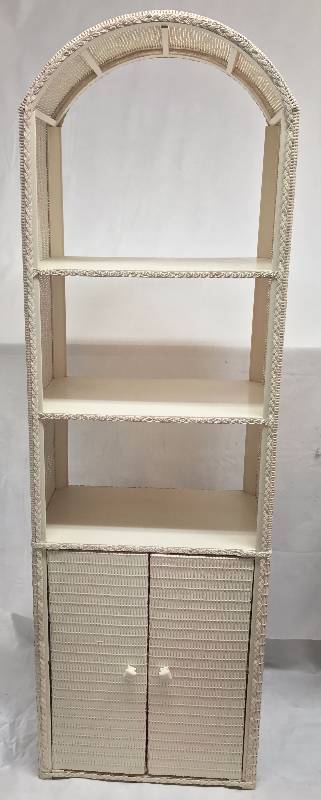 lot 9188 image: Wicker Like Shelves with Storage on Bottom - Really Nice