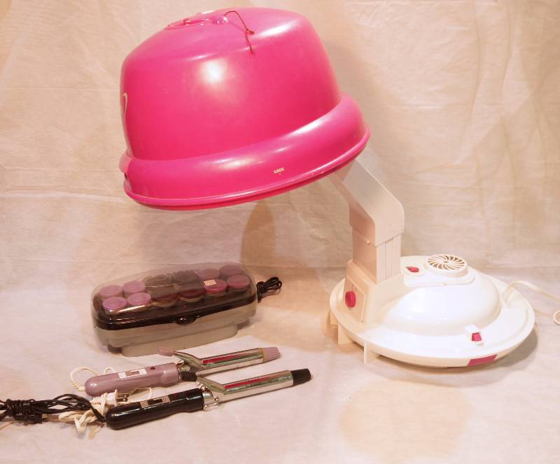 lot 5061 image: Super Neat Portable Hair Dryer - Hot Curlers - 2 Curling Irons for ONE BID