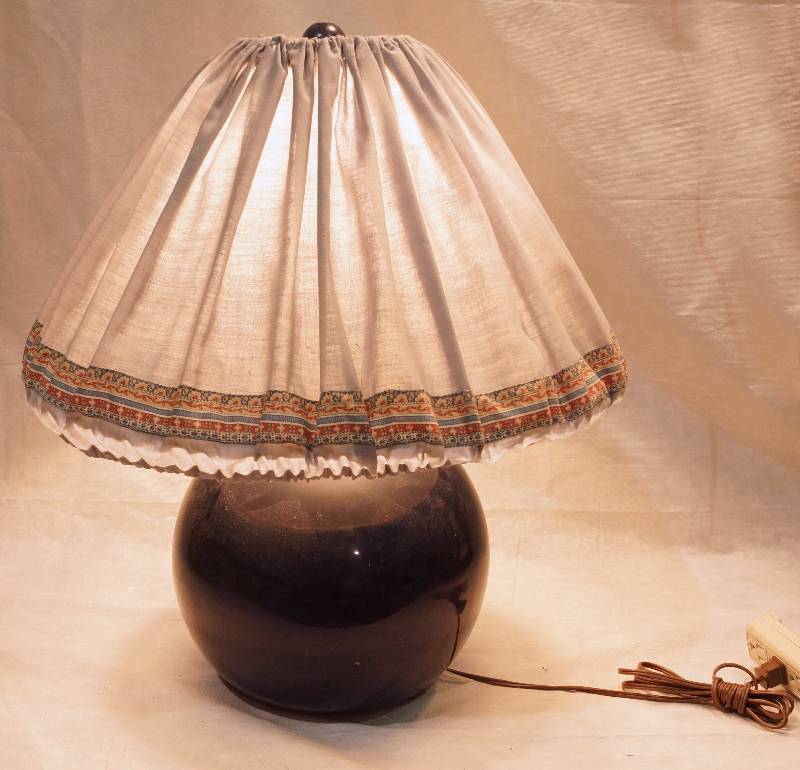 lot 5068 image: Table Lamp with Shade - Includes Homemade Removable Shade Cover