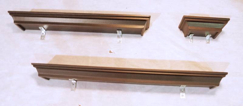 lot 5081 image: 3 Slim Wooden Shelf Set