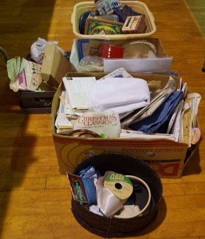 lot 5271 image: Boxes of Holiday Tins and Ribbon