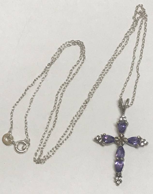 lot 2163 image: STERLING SILVER Cross Pendant with STERLING SILVER Chain - Super Nice