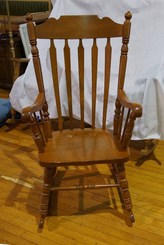 lot 9242 image: Rocking Chair - Wood  - Nice - Curved Wood on Back - Comfortable