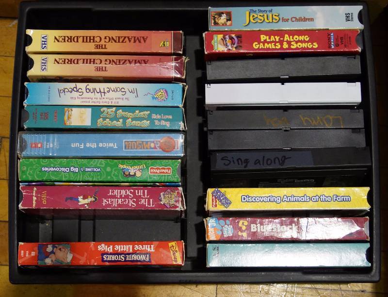 lot 2072 image: Lot of VHS Movies - KIDS - Christmas, Sing-Along, Religious and more - see photos for titles