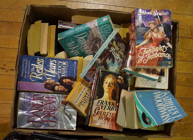 lot 2077 image: BIG Box of Paperback Romance Novels - AWESOME