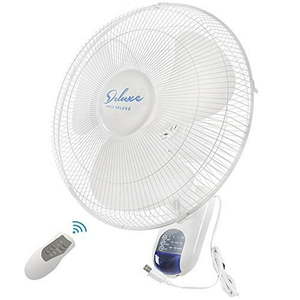 lot 10 image: Simple Deluxe 16-inch Digital Wall Mount Oscillating Exhaust Fan with Remote and Built-in Timer ETL Certified - White