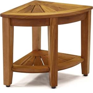 lot 21 image: Aqua Teak Corner Stool with Shelf