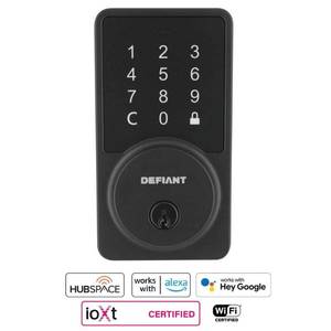 lot 61 image: Defiant Square Matte Black Smart Wi-Fi Deadbolt Powered by Hubspace