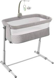 lot 99 image: Ronbei Baby Bedside SleeperBassinet Light Grey with Music Box Model BC102