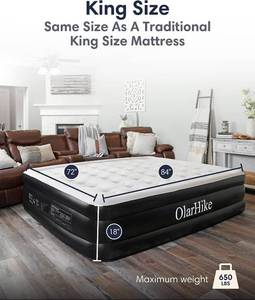 lot 5 image: OlarHike Luxury Air Bed, 18in H, King Size, Black