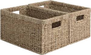 lot 9 image: StorageWorks Seagrass Rectangular Wicker Medium Size Storage Baskets, Pack of 2