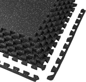 lot 14 image: Xspec 48 sq ft Interlocking Rubber Top EVA Foam Exercise Mat, 12 Tiles, GreyBlack