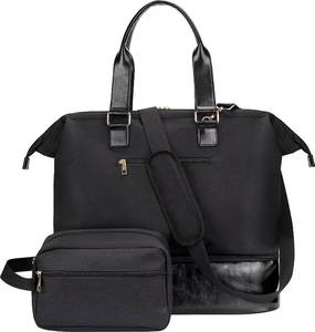 lot 18 image: MINKARS Weekender Bag with Shoe Compartment, 17in, Black
