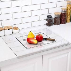 lot 52 image: Lalita Large Acrylic Cutting Board 24 x 18 Inch, Anti Slip Countertop Protector with Lip Groove and Engraved Measurements for Kitchen Counter