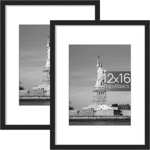 lot 59 image: ENJOY BASICS Poster Frame Set, 16x20 Inch, Pack of 2, Black