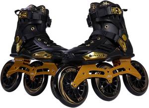 lot 71 image: LIKU Performance 3WD Inline Racing Skate, Unisex, Black and Gold