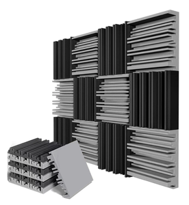 lot 89 image: LIGHTDESIRE Self-Adhesive Acoustic Foam Panel Wedge Soundproofing Wall Tiles, 12in x 12in x 2in, 6 Grey, 6 Black - 12 Pack