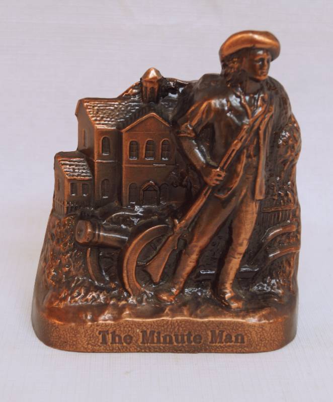 lot 9257 image: Minute Man Copper Colored Coin Bank - Eureka Federal Savings - Banthrico, Inc. Chicago, USA