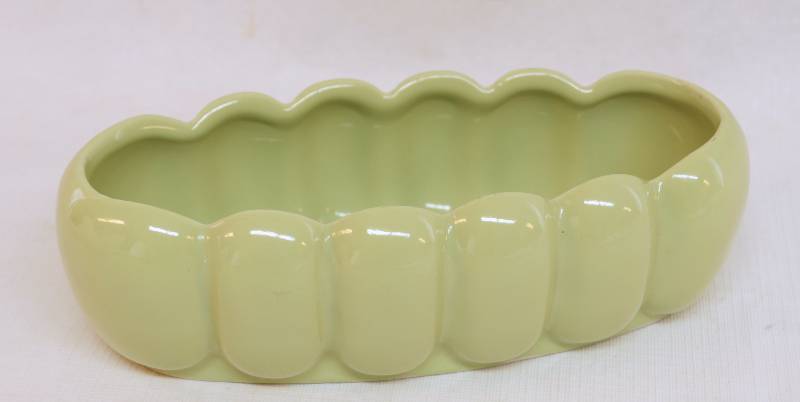 lot 2085 image: Planter - Vintage Alamo Pottery, Inc. - San Antonio, Tex. - HTF Chartreuse Green Vitreous China Planter - BEAUTIFUL
