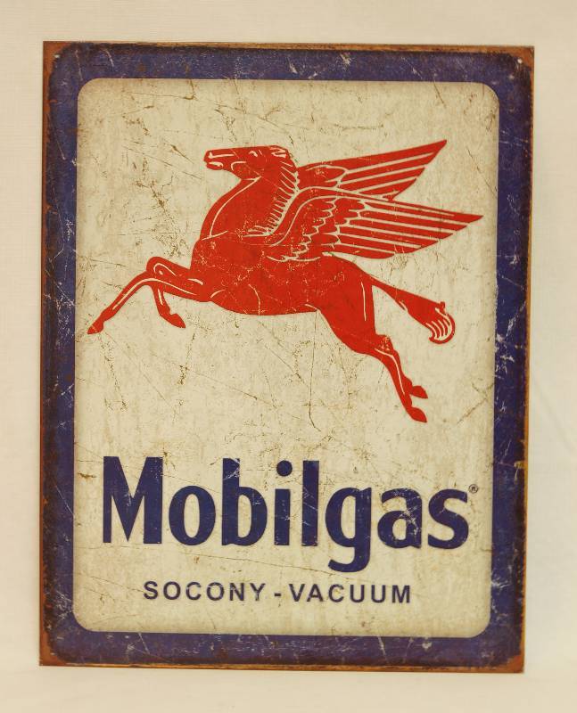 lot 9277 image: Nostalgic Tin Sign - Mobilgas - SOCONY - VACUUM - 12.5 x 16 - NEW