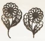 Lot of 2 - Vintage Black Plastic Flower Wall Hangings - Great Condition!