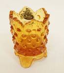 Fenton Glass Hobnail Amber Honey Votive Toothpick Holder - Tri-footed - with Fenton Sticker!