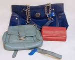 Kate Landry - Blue Leather Handbag - ISAAC MIZRAHI - Leather Cross Body Fashion Purse - Ladies Red Leather Wallet