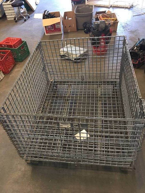 lot 80 image: COLLAPSIBLE STEEL WIRE PALLET BASKET