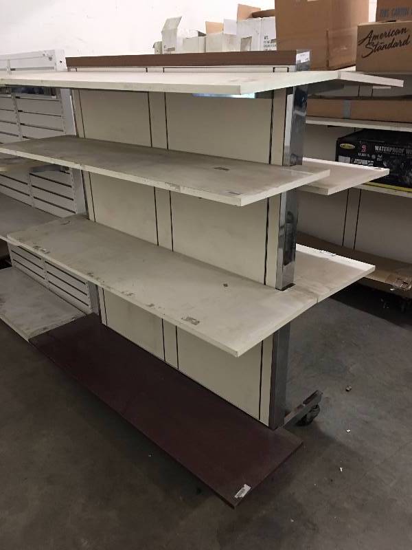 lot 172 image: Store merchandise rolling double sided  shelf