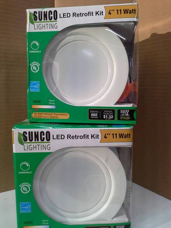 lot 8456 image: 11Watt 4-inch ENERGY STAR UL-listed Dimmable LED Downlight Retrofit Recessed Lighting Fixture - 3000K Warm White LED Ceiling Light --650LM, CRI 90 - 2 Pack