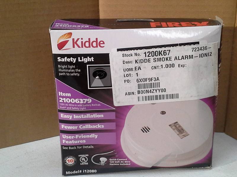 lot 8459 image: Smoke Alarm  - Kidde 408-21006379 Firex i12080 Hardwire with Exit Light and Battery Backup