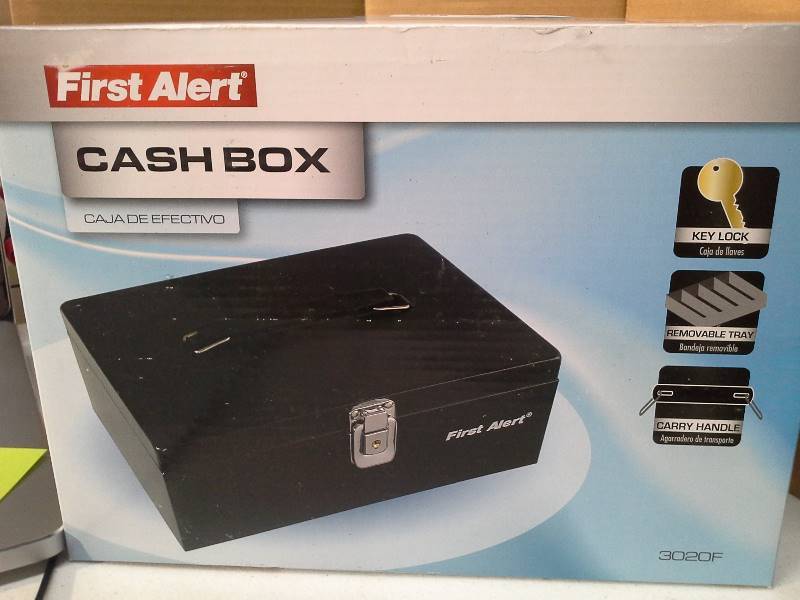 lot 8465 image: First Alert 3020F Steel Cash Box, Black
