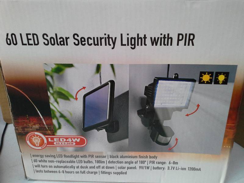 lot 8470 image: Lightahead 60 LED Solar Motion Sensor Light, Waterproof and all weather durable, Very bright High Output 60 LED Solar Security Light, Wall Lights, Solar Rechargeable Floodlight