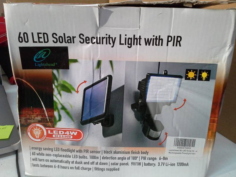 lot 8471 image: Lightahead 60 LED Solar Motion Sensor Light, Waterproof and all weather durable, Very bright High Output 60 LED Solar Security Light, Wall Lights, Solar Rechargeable Floodlight