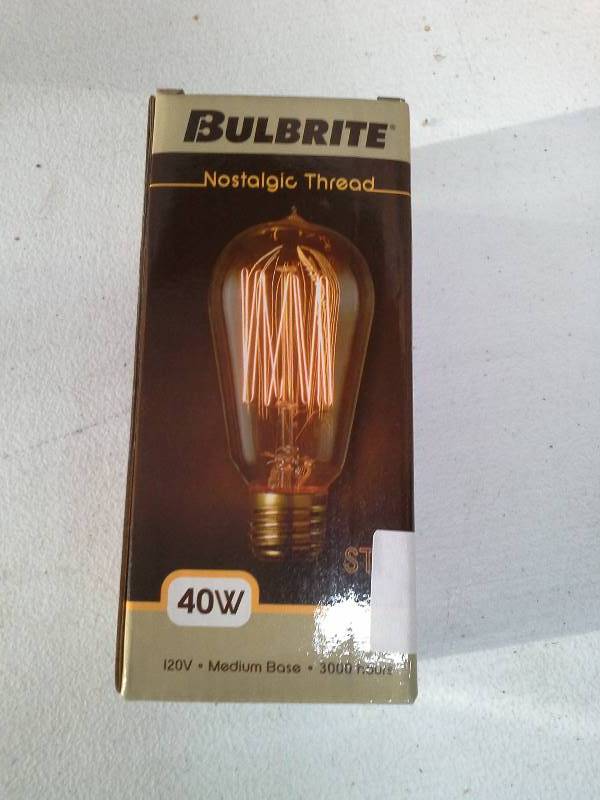 lot 8487 image: Bulbrite 134018 40W Nostalgic Edison Hairpin-style Bulb