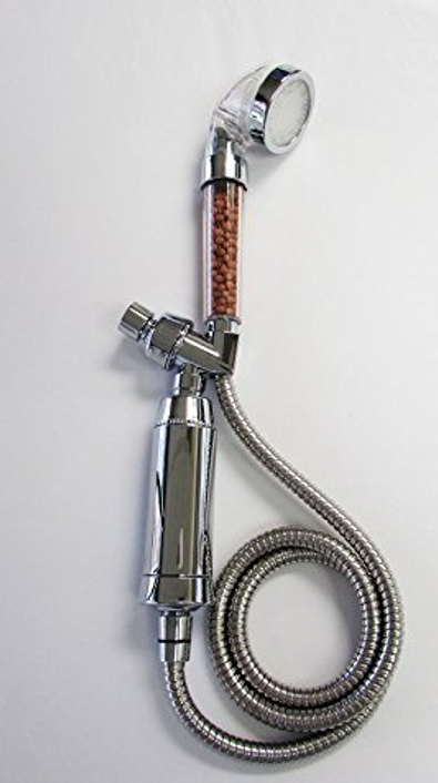 lot 8485 image: Vida Cora REVIDALIZE Your Hair Loss Prevention Filtered Shower Head System with Pulsating LED, Inline-Filter and Ionize Rare Rocks