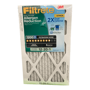 lot 1114 image: Filtrete Allergen Reduction Plus 2X Dust Filter (12in x 20in x 1in 4 pk.)