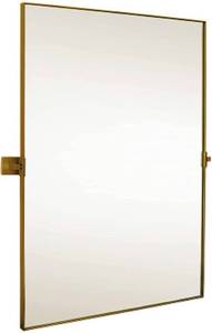 lot 1122 image: Hamilton Hills 24x36 inch Gold Metal Framed Rectangular Pivot Mirror for Wall