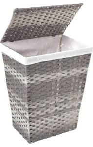 lot 1131 image: Liner and Lid Laundry Hamper, Gray Wash