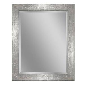 lot 1136 image: Head West Textured Chrome Rectangular Framed Beveled Accent Wall Vanity Mirror - 27.5in x 33.5in