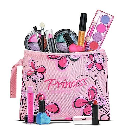 lot 5052 image: Playkidz Real Washable Play Make Up Set for Princess - Kids Makeup Kit for Girls Non Toxic - Full Makeup Dress Up Set with Bag. (11 PC)