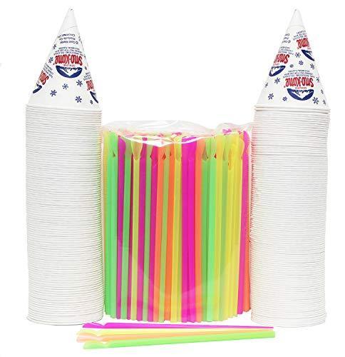 lot 6123 image: 200 Snow Cone Cups 6 Oz and 200 Spoon Straws