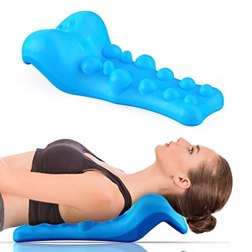 lot 6933 image: Fanlecy Neck and Shoulder Relaxer with Upper Back Massage Point, Cervical Traction Device Neck Stretcher for TMJ Pain Relief and Cervical Spine Alignment Chiropractic Pillow (Blue)